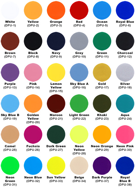 PU Flex Colour Chart PU Flex Colour Chart